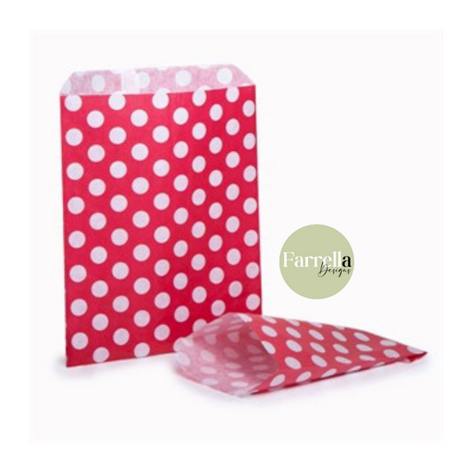 Red polka dot paper bags (x100)