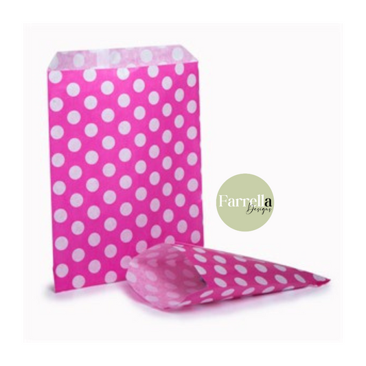 Pink polka dot paper bags (x100)