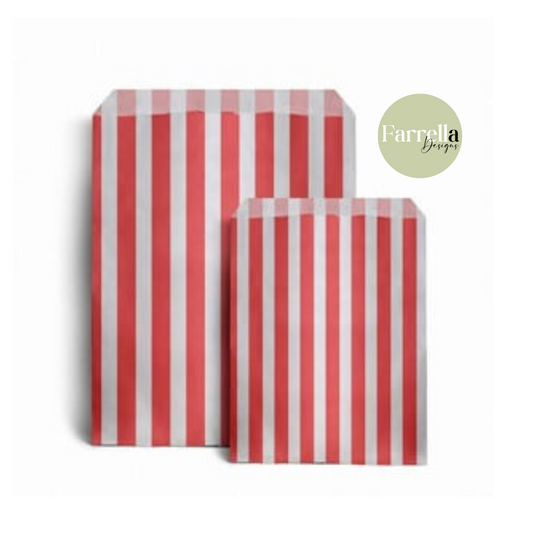 Red candy stripe paper bags (x100)